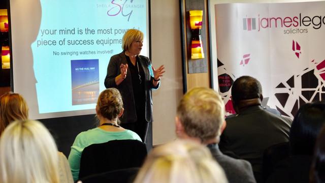 Sheila Granger giving a keynote speech at The Business 2017 masterclass